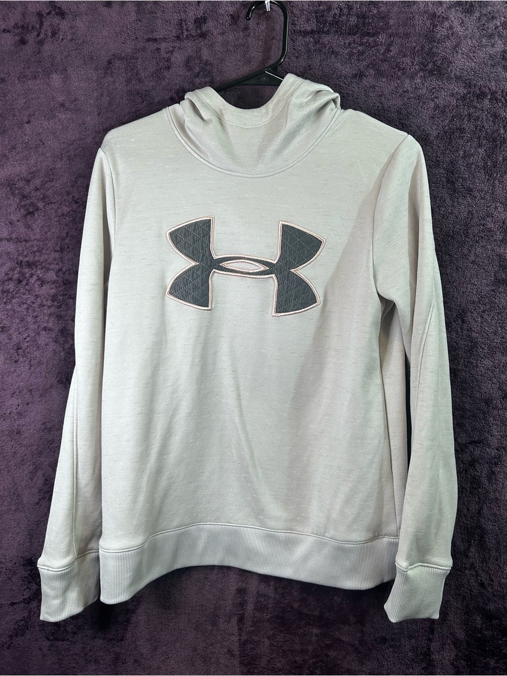 Under Armour Women's Light Gray Pullover Hoodie with Large Logo
